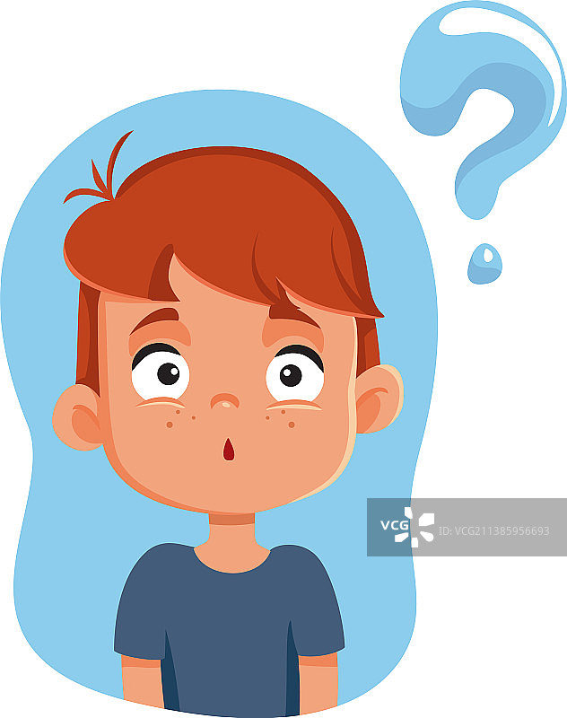 有疑问的卡通小男孩图片素材