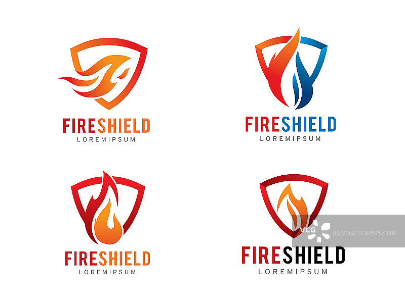 火焰盾牌标志符号或图标模板图片素材