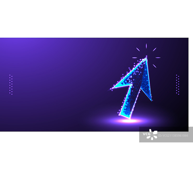 箭头上光标低多边形线框网格图片素材