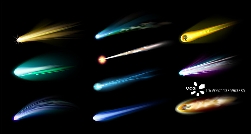 逼真流星3D陨石轨迹图片素材