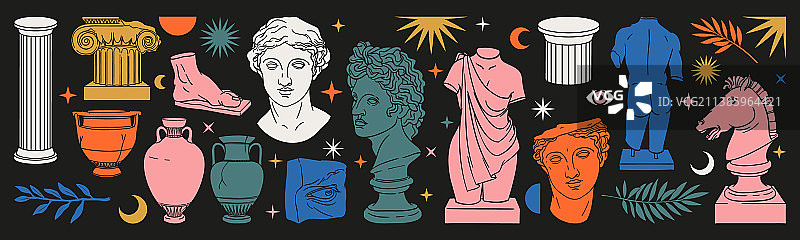 手绘古希腊雕塑图片素材
