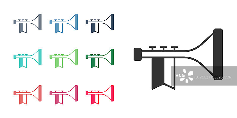白色背景上的黑喇叭图标图片素材