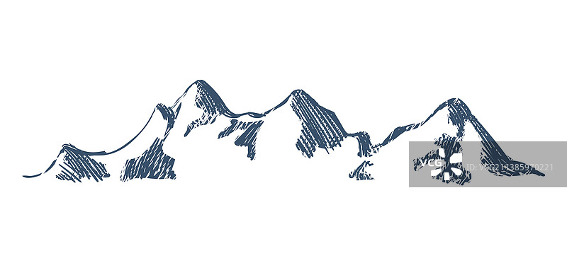 手绘山脉雪景素描图片素材