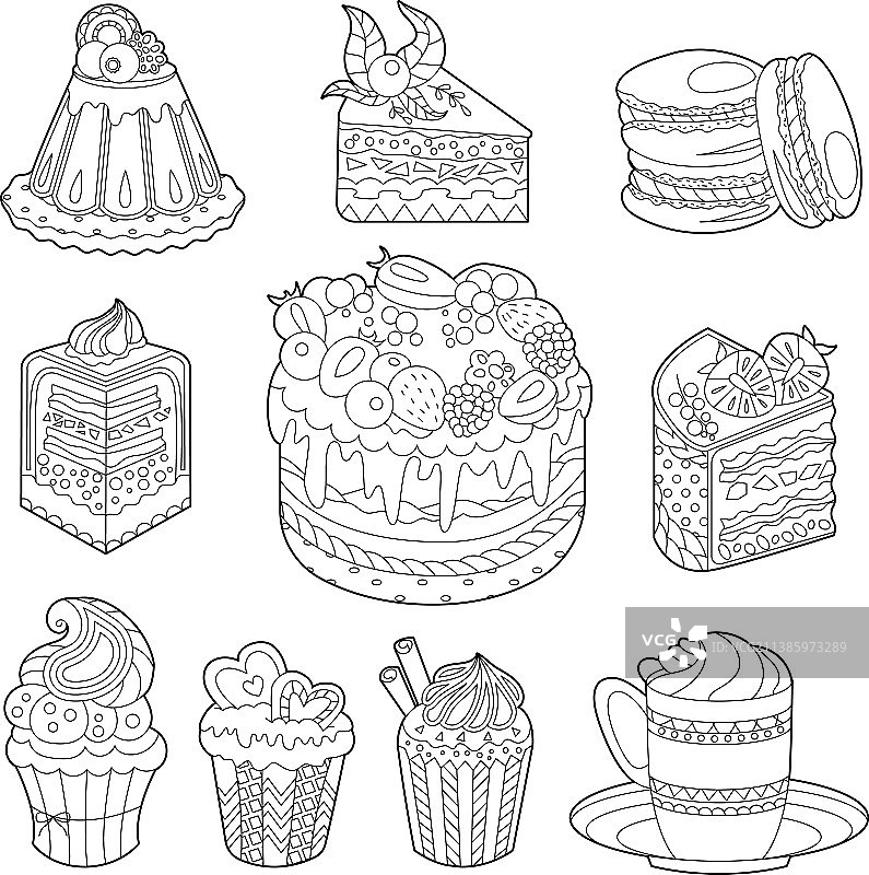 黑白甜点蛋糕糖果合集图片素材