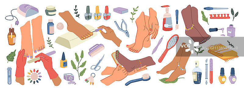 修脚足部护理设备和美甲工具套装图片素材