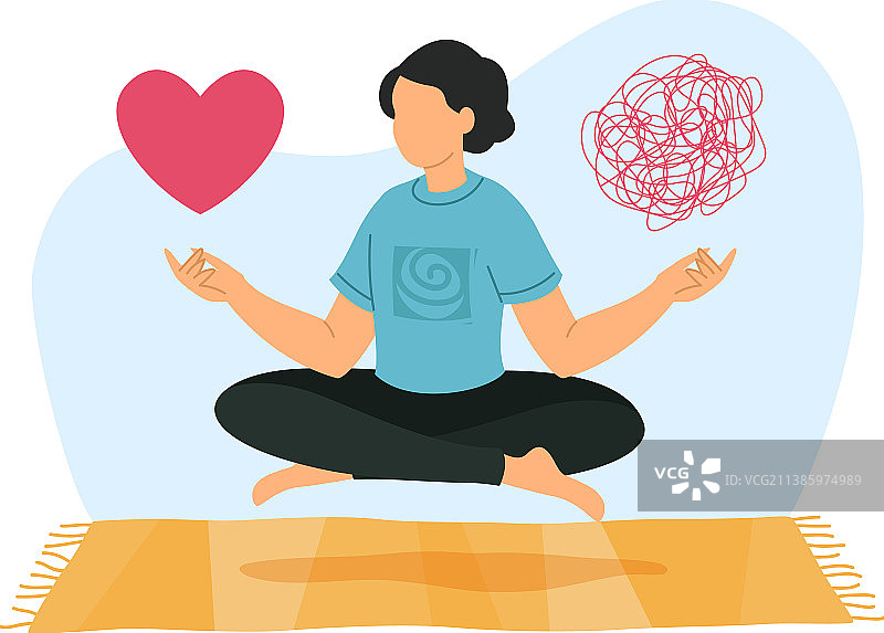 专注冥想的女性，有益心理健康图片素材