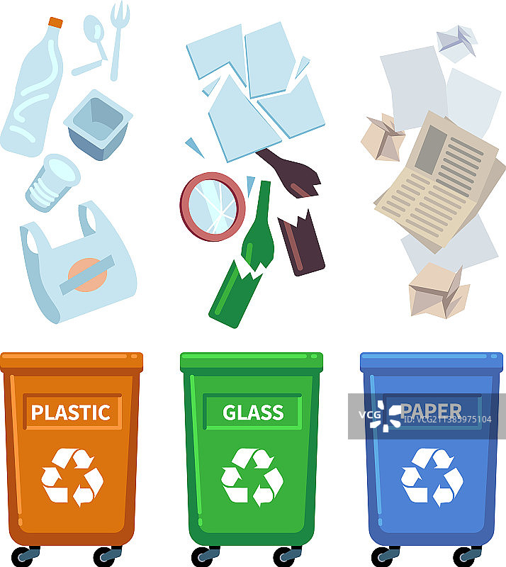 不同颜色垃圾分类箱图片素材