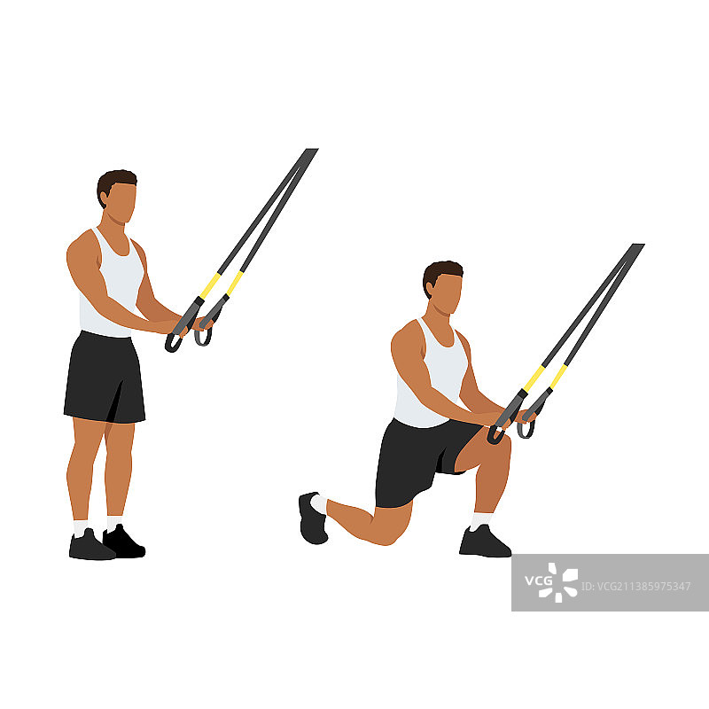 男人做TRX反向弓步图片素材