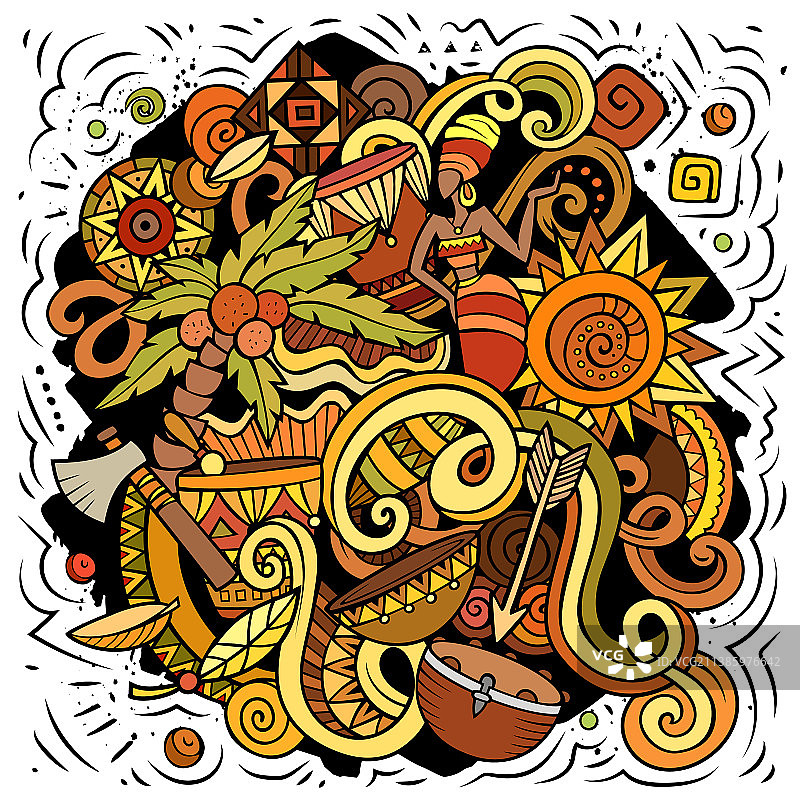 非洲手绘卡通涂鸦图片素材