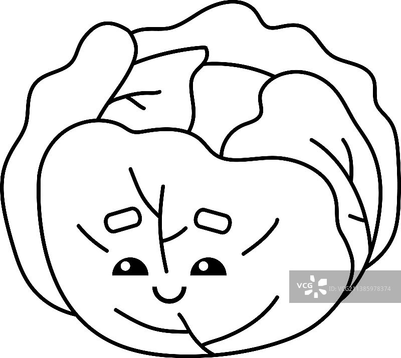 可爱卡通白菜涂色书图片素材