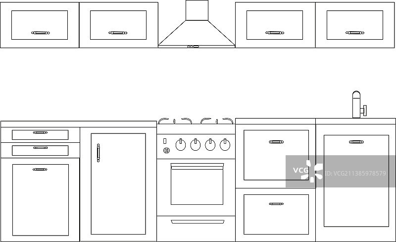 线条艺术风格厨房装饰图片素材