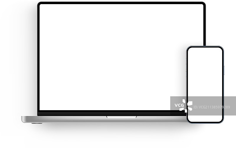 带空白屏幕的笔记本电脑和手机图片素材