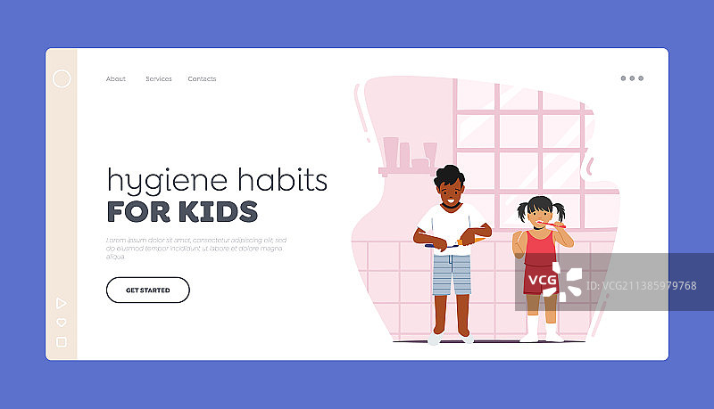 儿童卫生习惯引导页模板图片素材