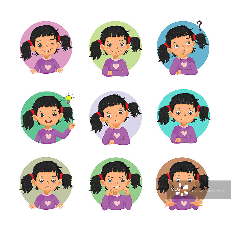 小女孩面部表情集1图片素材