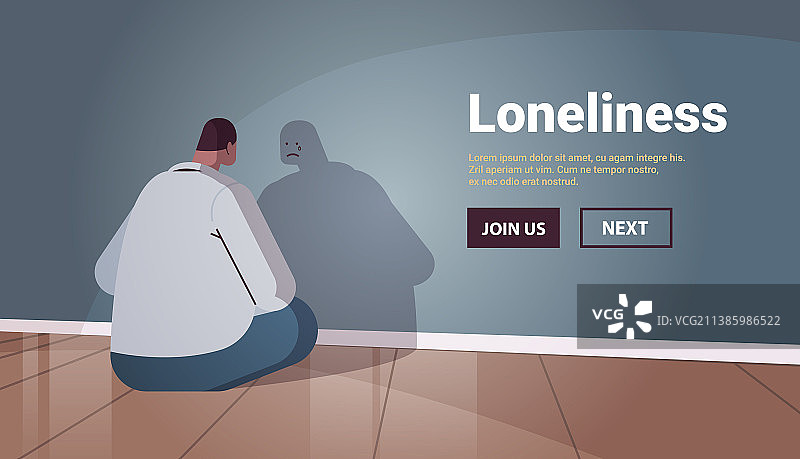 悲伤的男人坐在墙前图片素材