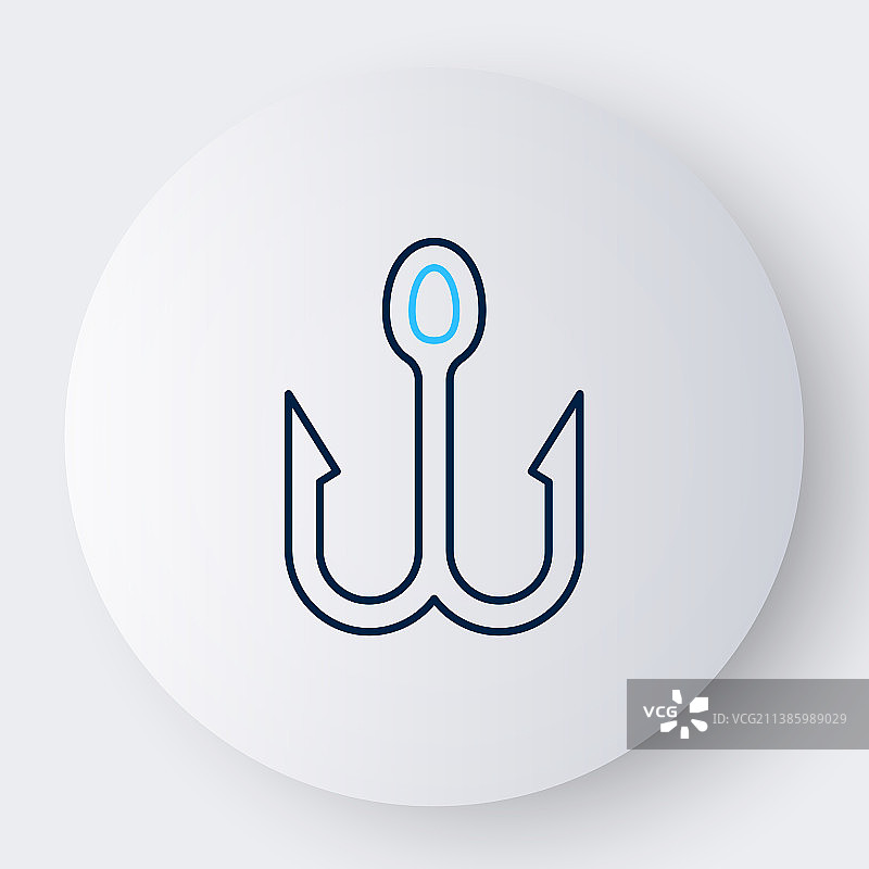 白色背景上的鱼钩线条图标图片素材