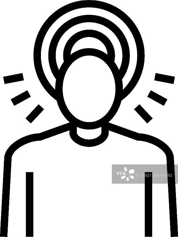 头痛的头部线条图标图片素材