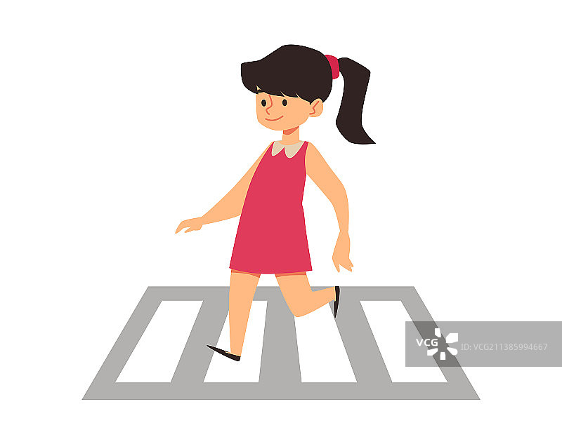 女孩走在十字路口图片素材