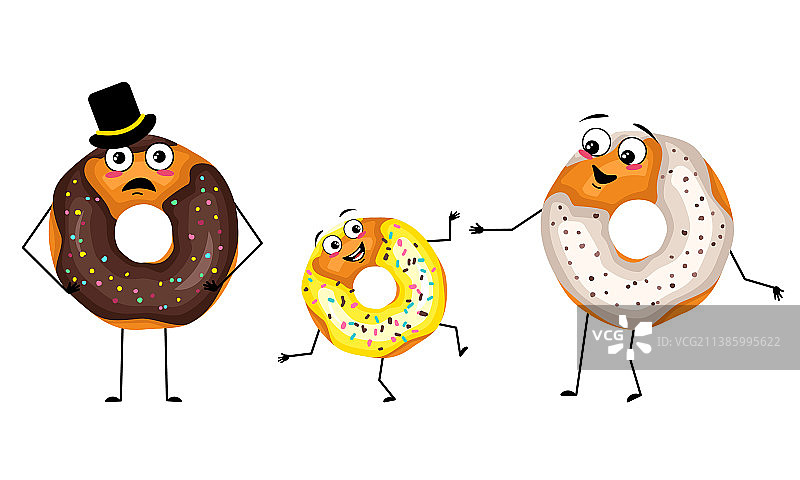 快乐的甜甜圈人物一家图片素材