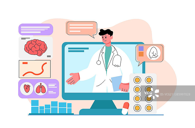 专家网上视频讲解身体健康问题图片素材