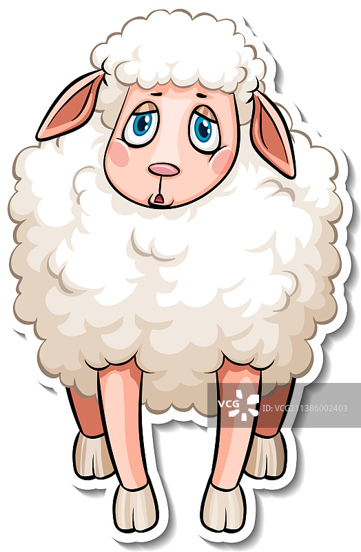 卡通绵羊农场动物贴纸图片素材
