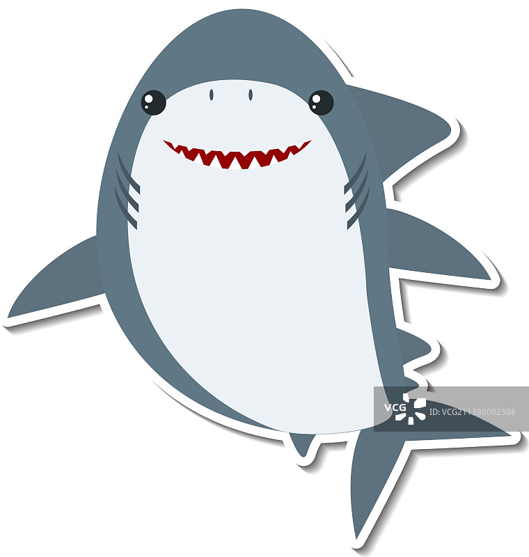 卡通贴纸胖鲨鱼图片素材