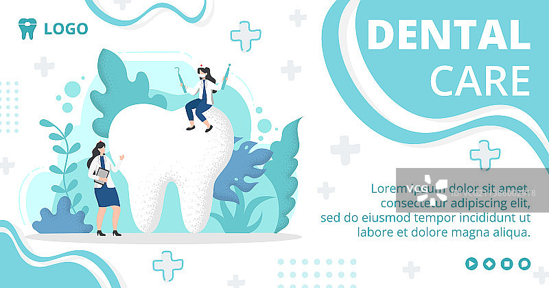 正方形可编辑的牙科扁平设计帖子图片素材