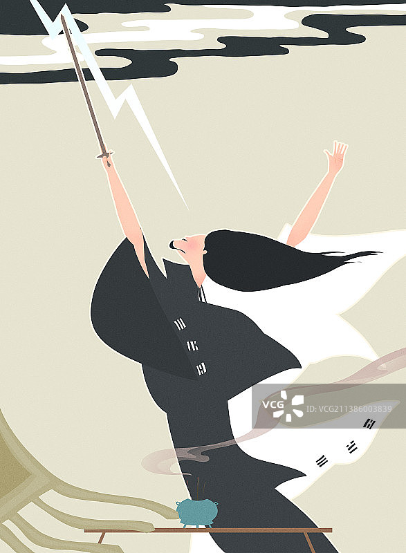 三国演义故事诸葛亮披头散发高台做法借东风图片素材