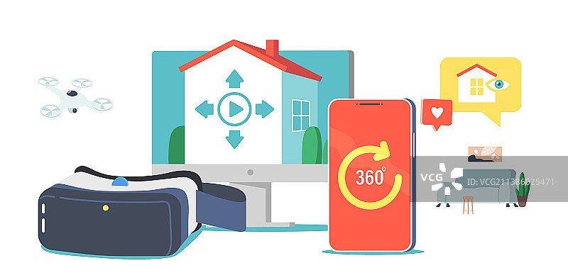 房地产虚拟参观概念远程公寓图片素材
