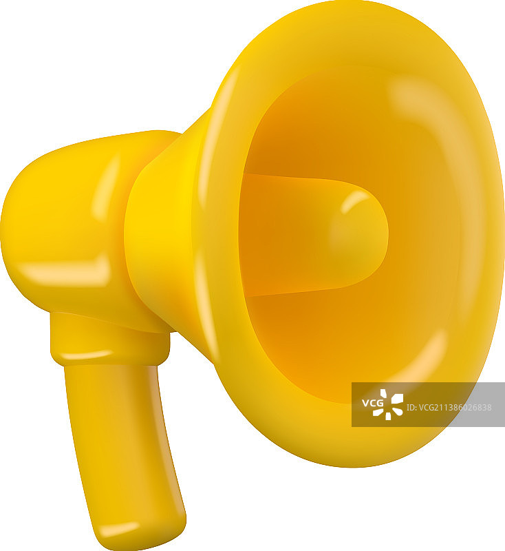 3D黄色逼真喇叭图标图片素材