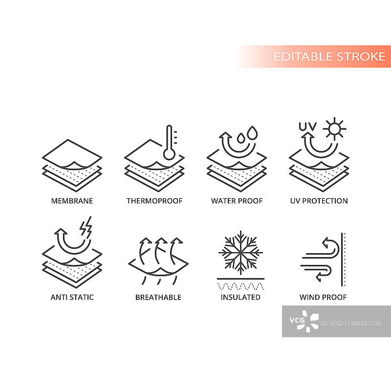 织物材质特征图标集图片素材