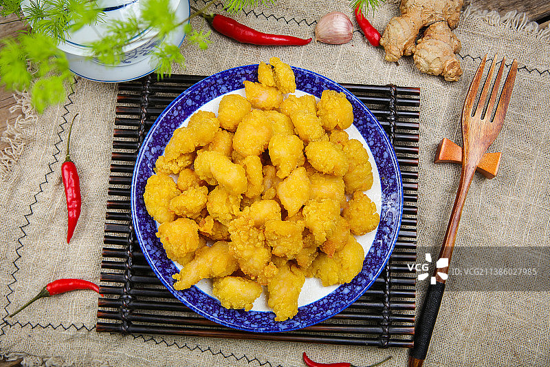 一盘盐酥鸡图片素材