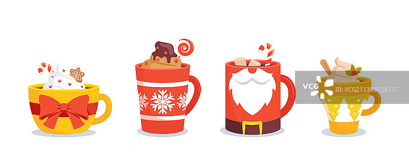 圣诞节热饮可可马克杯套装图片素材