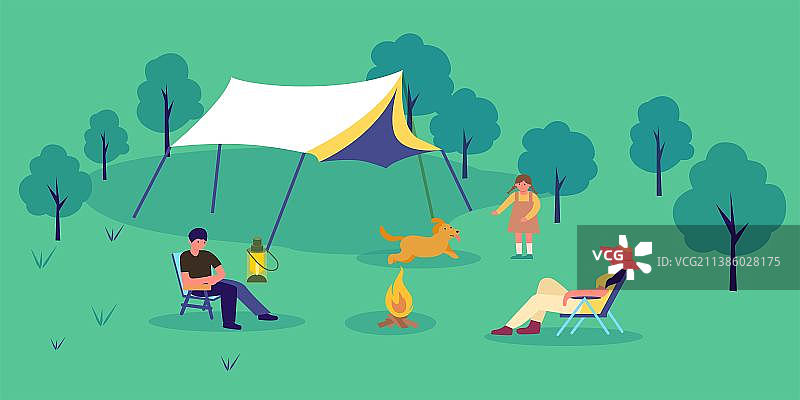 矢量户外人物露营活动元素图片素材