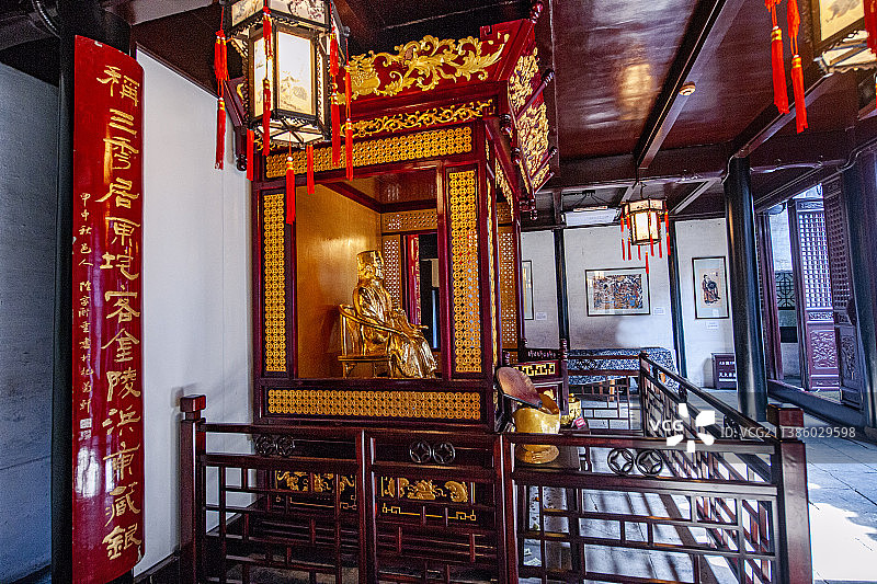 江苏苏州市昆山市周庄古镇沈厅园林厅堂图片素材