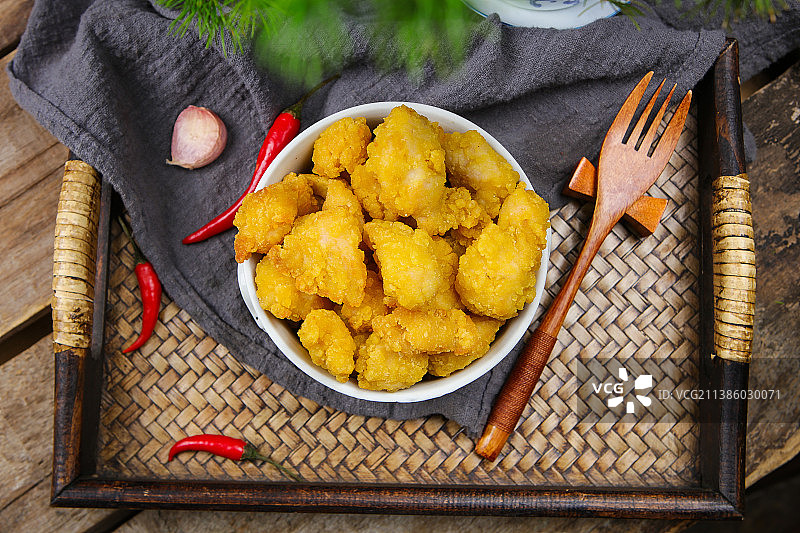 一盘盐酥鸡图片素材