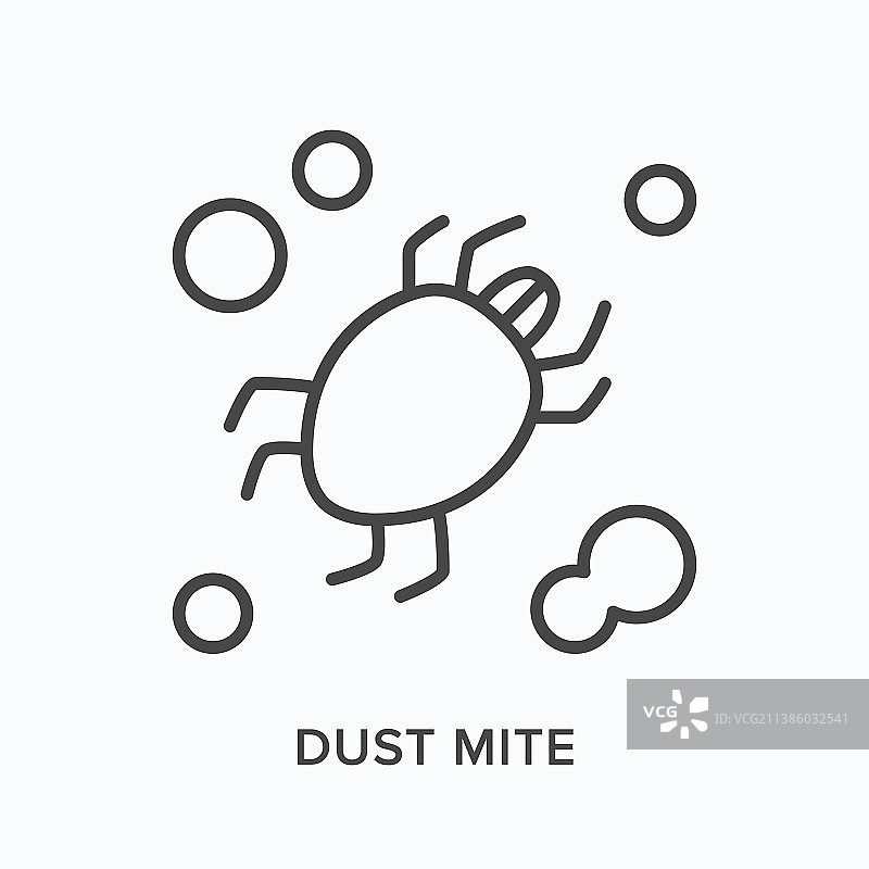 扁平线条轮廓的尘螨图标图片素材