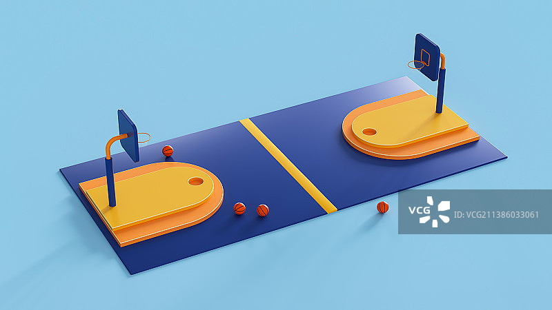 卡通三维篮球场图片素材