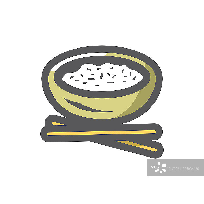 卡通米饭碗和筷子图标图片素材
