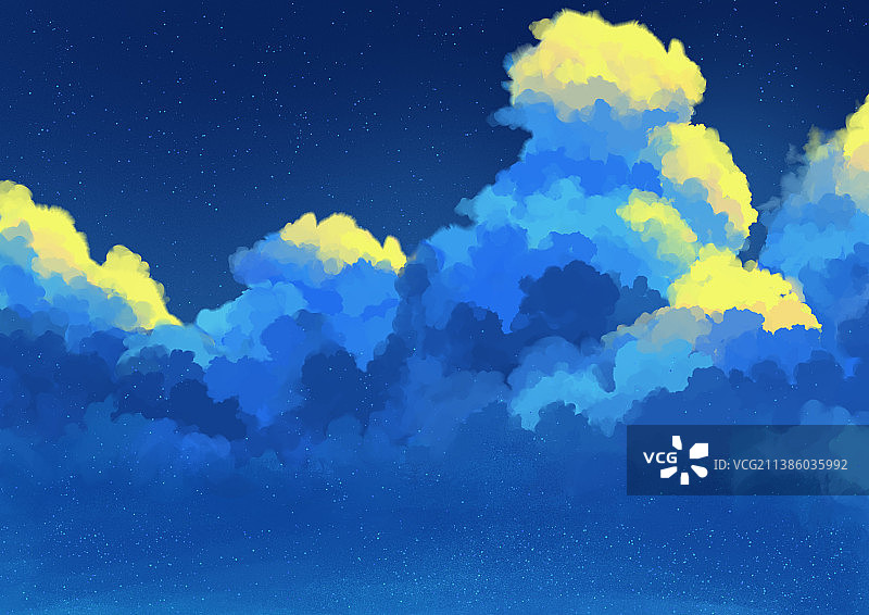 夜晚天空下星空海洋无人场景背景图片素材