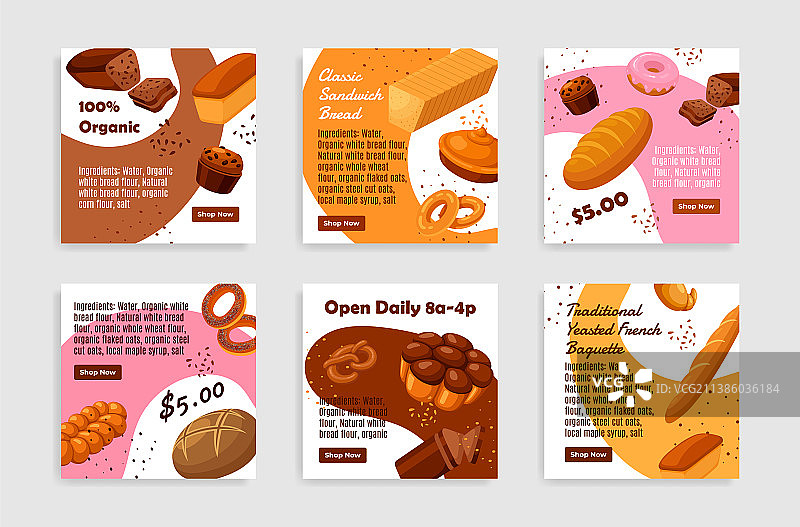 经典方形三明治面包着陆页图片素材