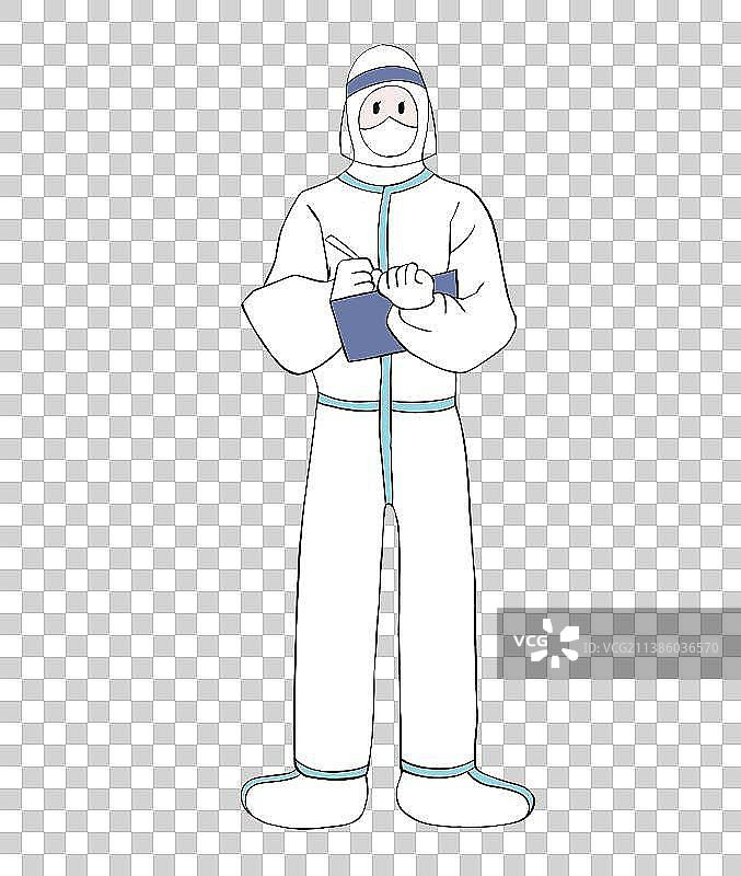 拿着夹着文件写字板的医护工作者，做记录插画元素，五一劳动节致敬白衣天使图片素材