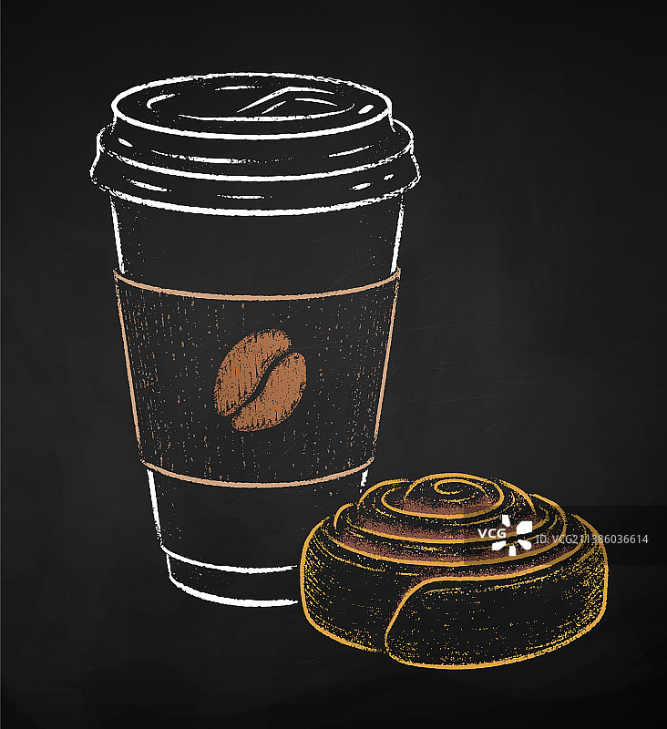 配肉桂卷的一次性咖啡纸杯图片素材