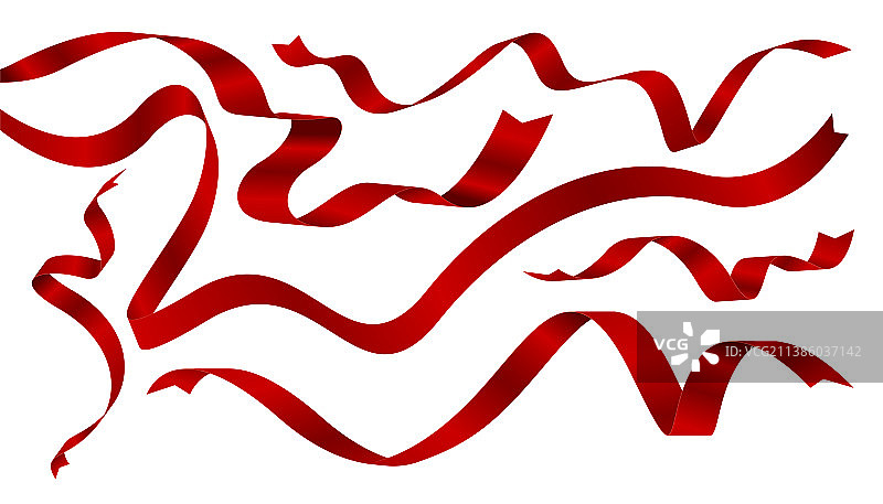 白色背景上的红色丝带设计图片素材