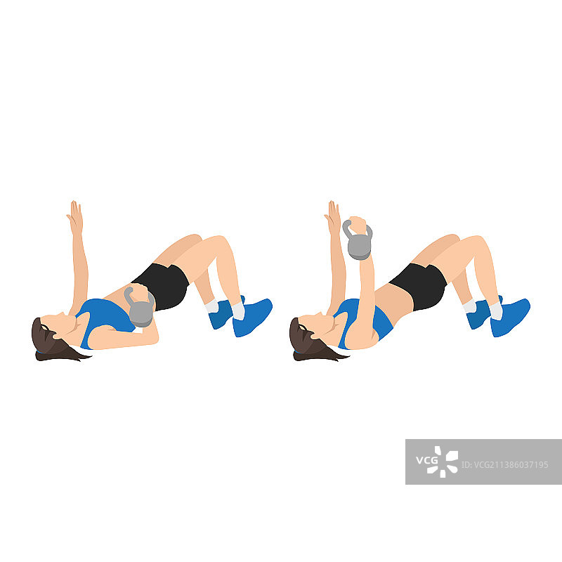 女人做单臂地面臀桥推举图片素材
