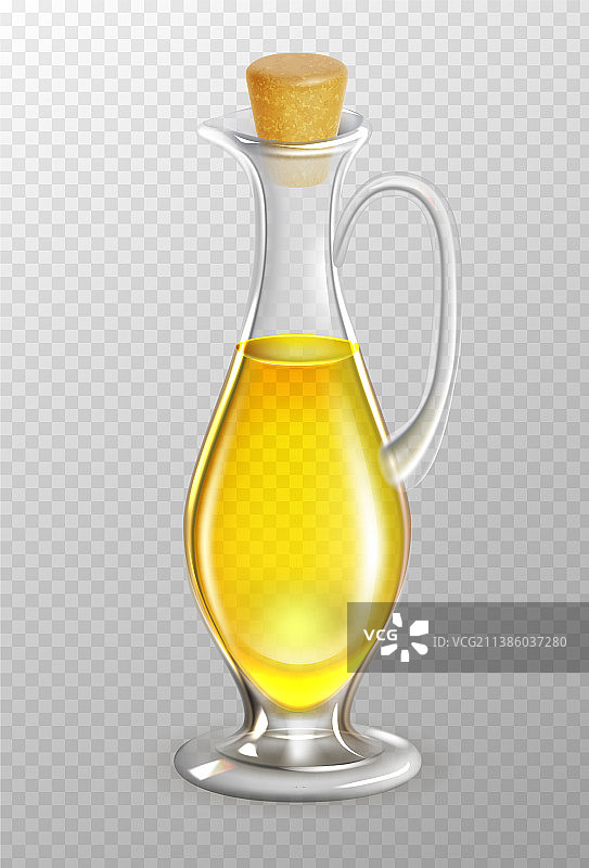 玻璃瓶中的逼真3D橄榄油图片素材