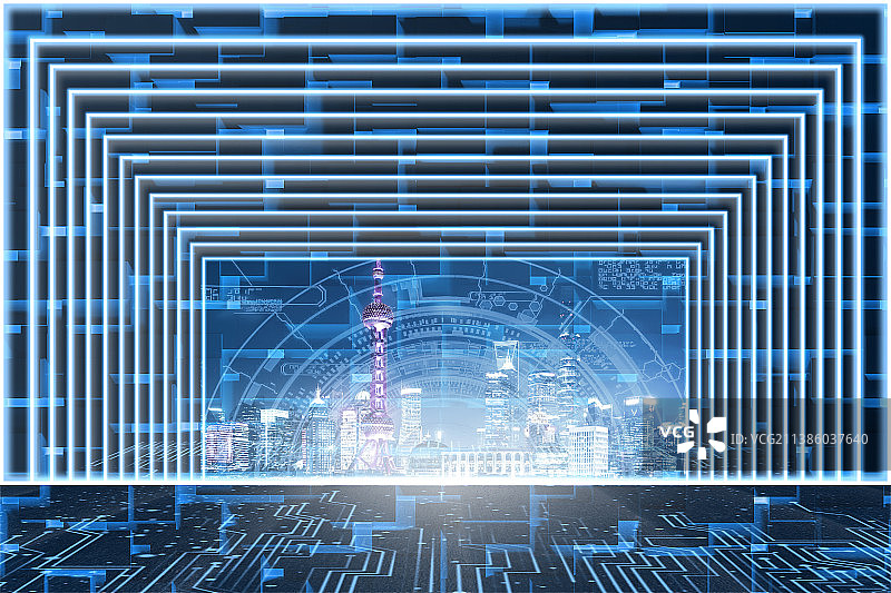 大数据科技智慧互联网城市风光图片素材