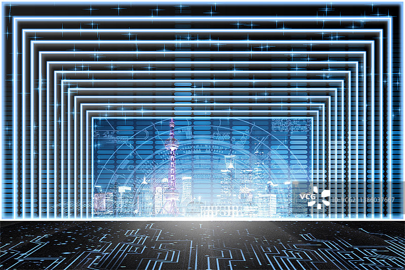 大数据科技智慧互联网城市风光图片素材