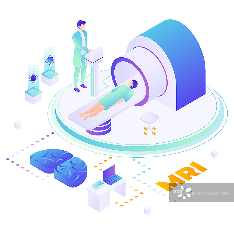 医生进行脑部MRI扫描图片素材