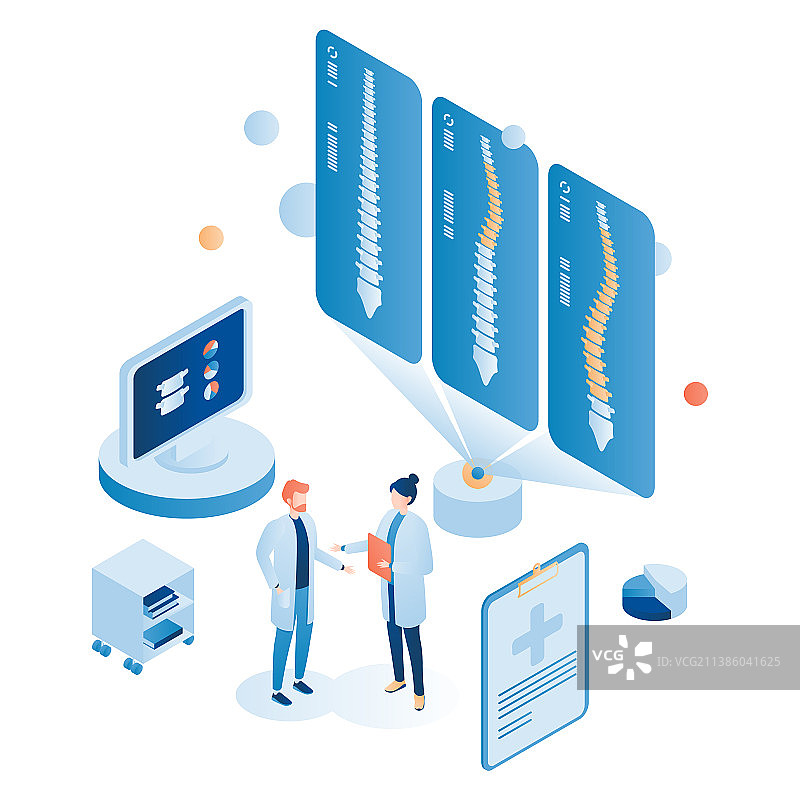 研究背痛的骨科医生正在检查病人图片素材